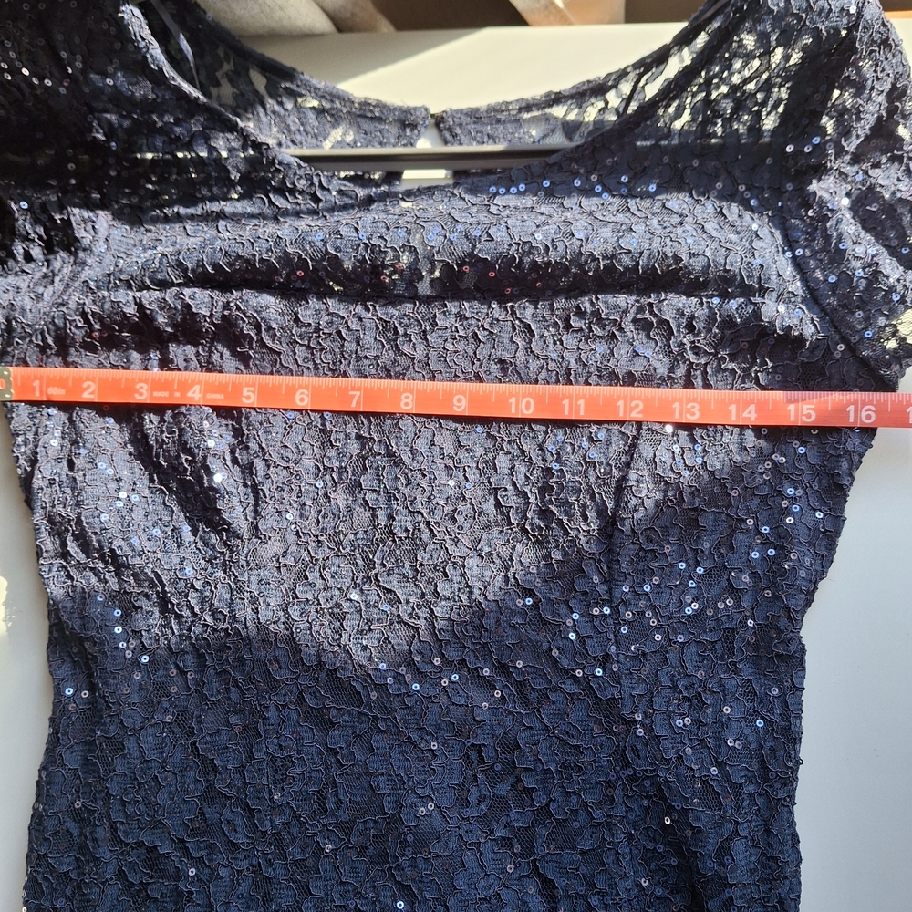 SLNY Navy Sequin Midi Dress - Picture 13 of 16